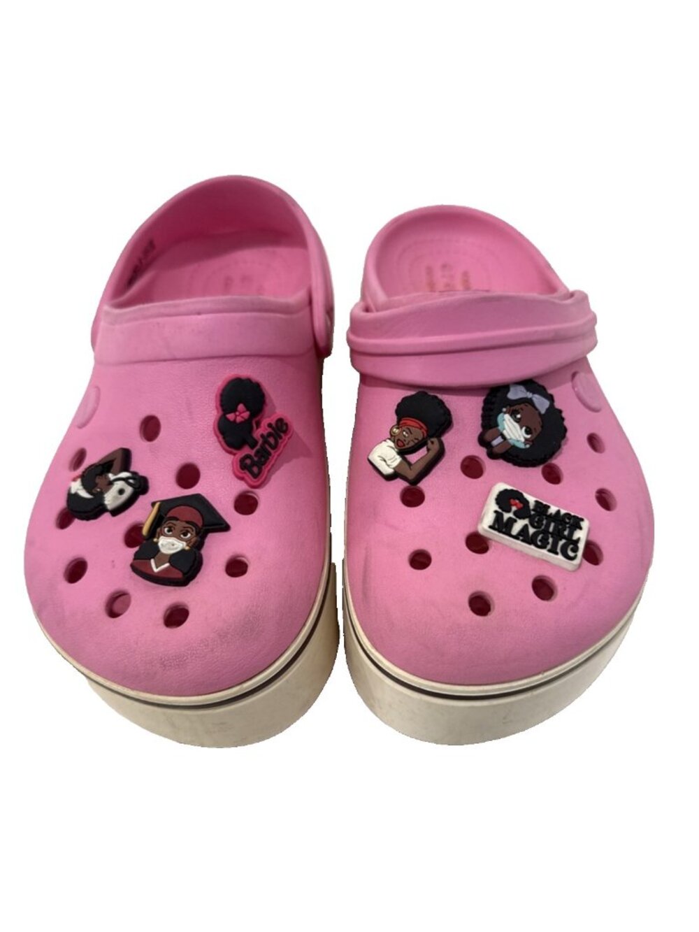 Crocs Kids Pink Classic Clogs Crocband with Jibbitz Girls Size J3